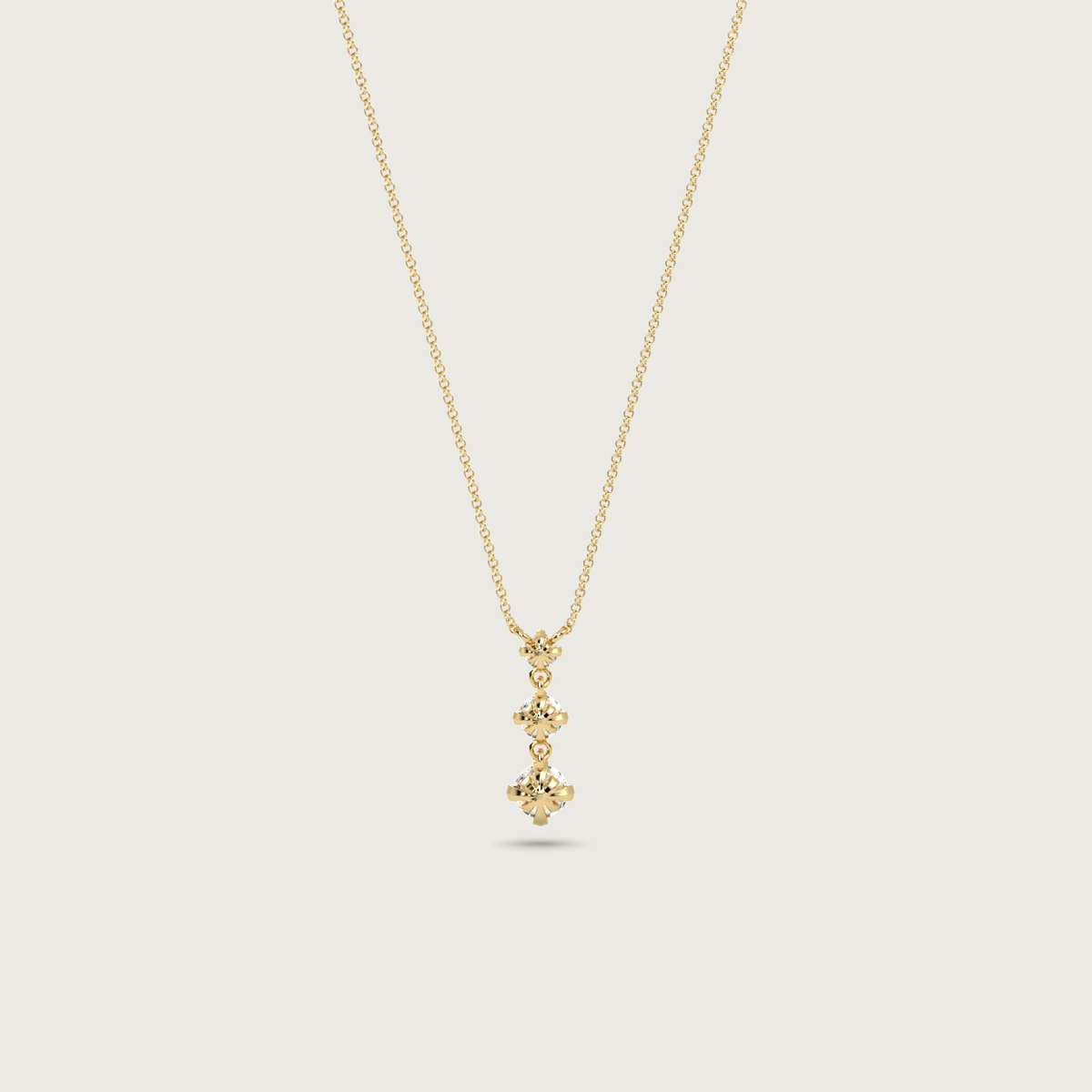 bespoke 3 stone diamond necklace - yellow gold