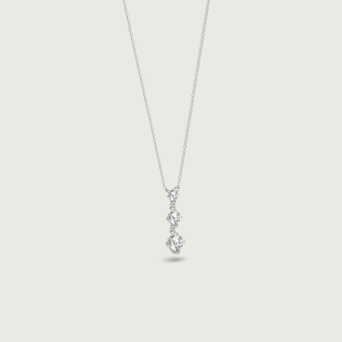 three stone diamond pendant - white gold chain