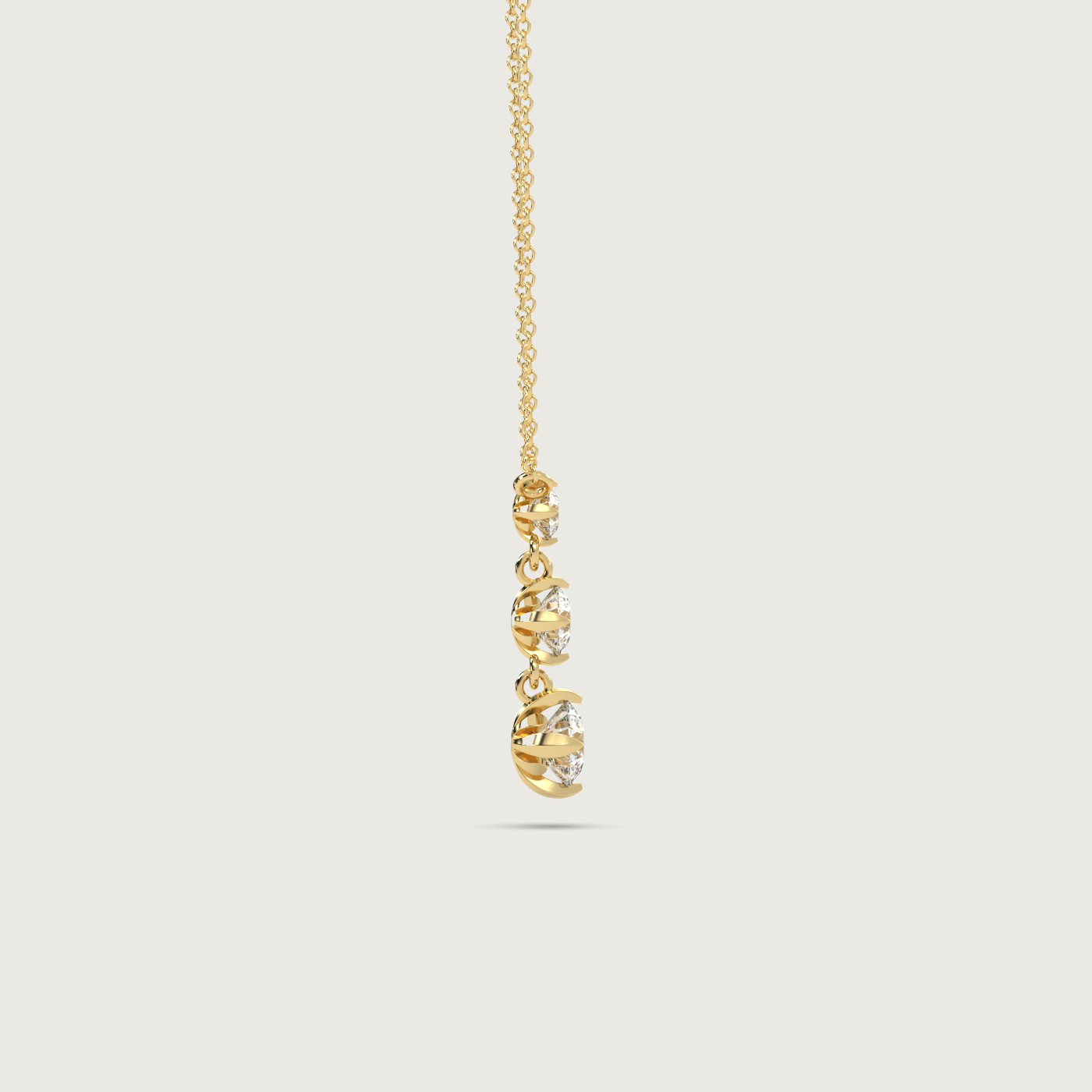 Three Stone Diamond Pendant in Fleur de Luce Setting