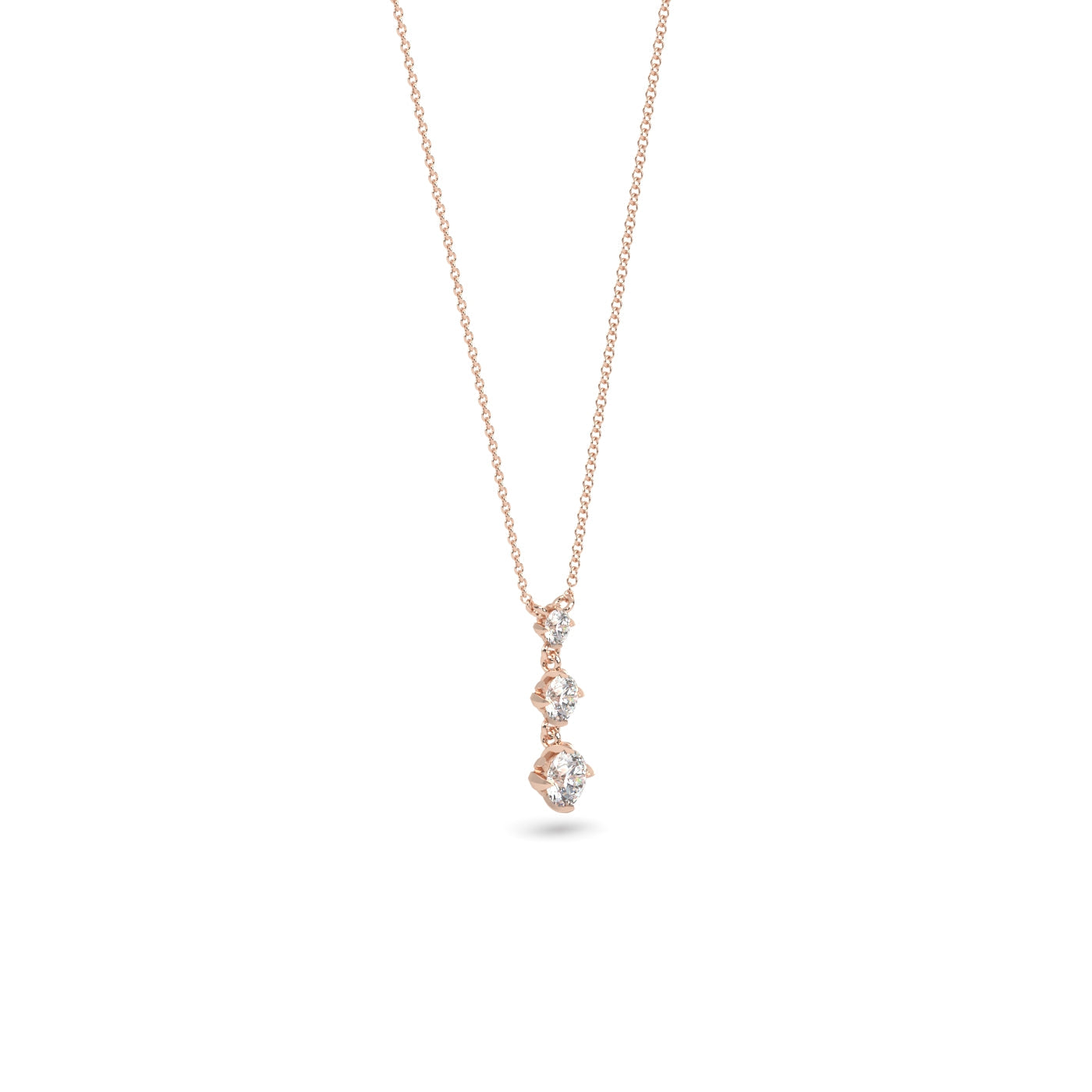 Fleur de Luce Three Stone Diamond Necklace (0.85 tcw)