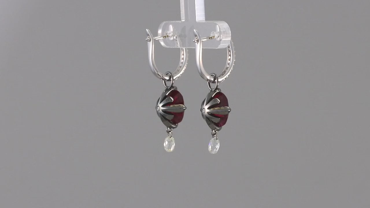 Load video: Fleur de Luce Ruby Earring Drops in Blackened 18k White Gold