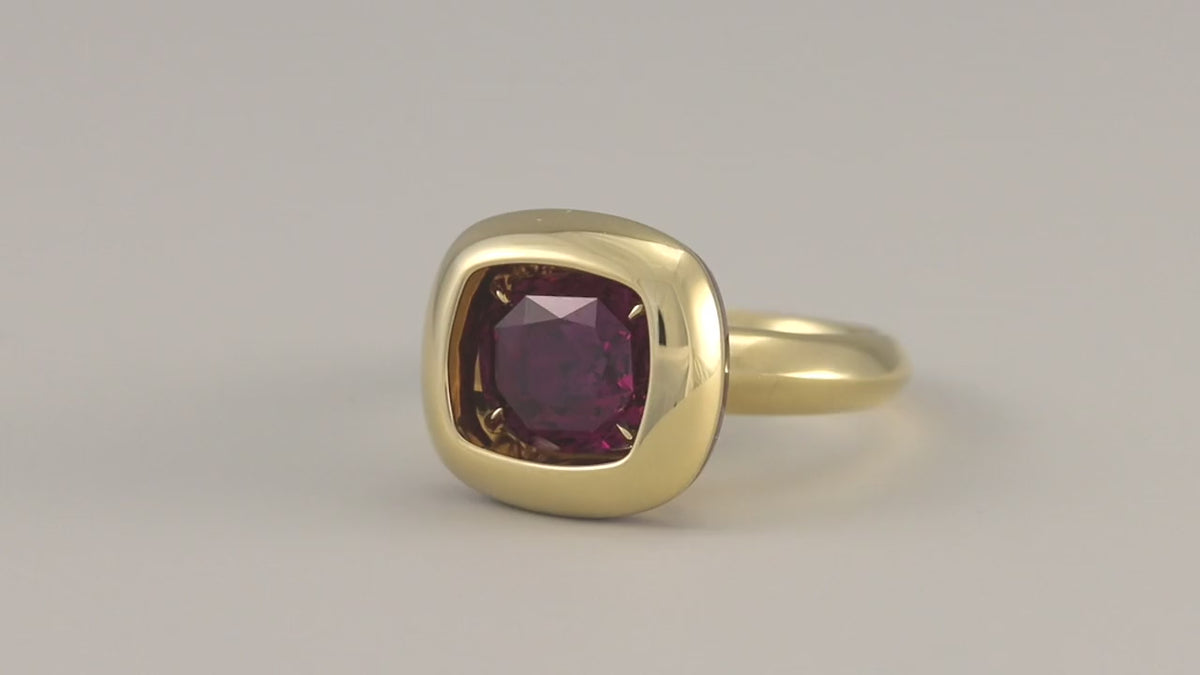 Load video: Inner Glow Ruby Cocktail Ring in 18k Yellow Gold